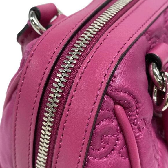 Auth GUCCI GG Matelasse 702251 Pink Nylon Leather Handbag - Picture 12 of 16
